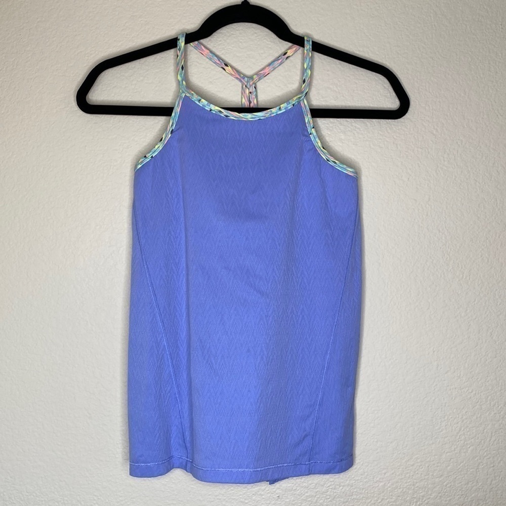 Ivivva girls open back high neck tank purple Sz 12